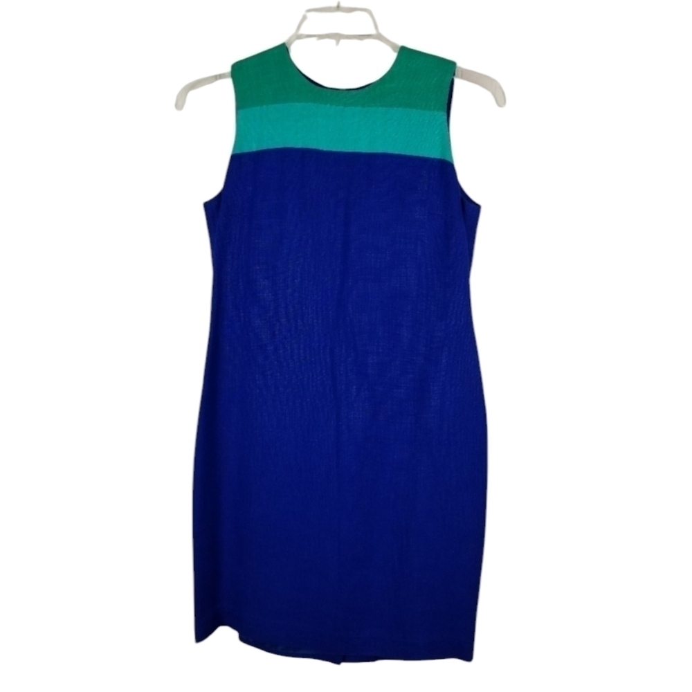 Talbots Petites Womens Vintage Colorblock Dress Size 6 Sleeveless Office Vibrant